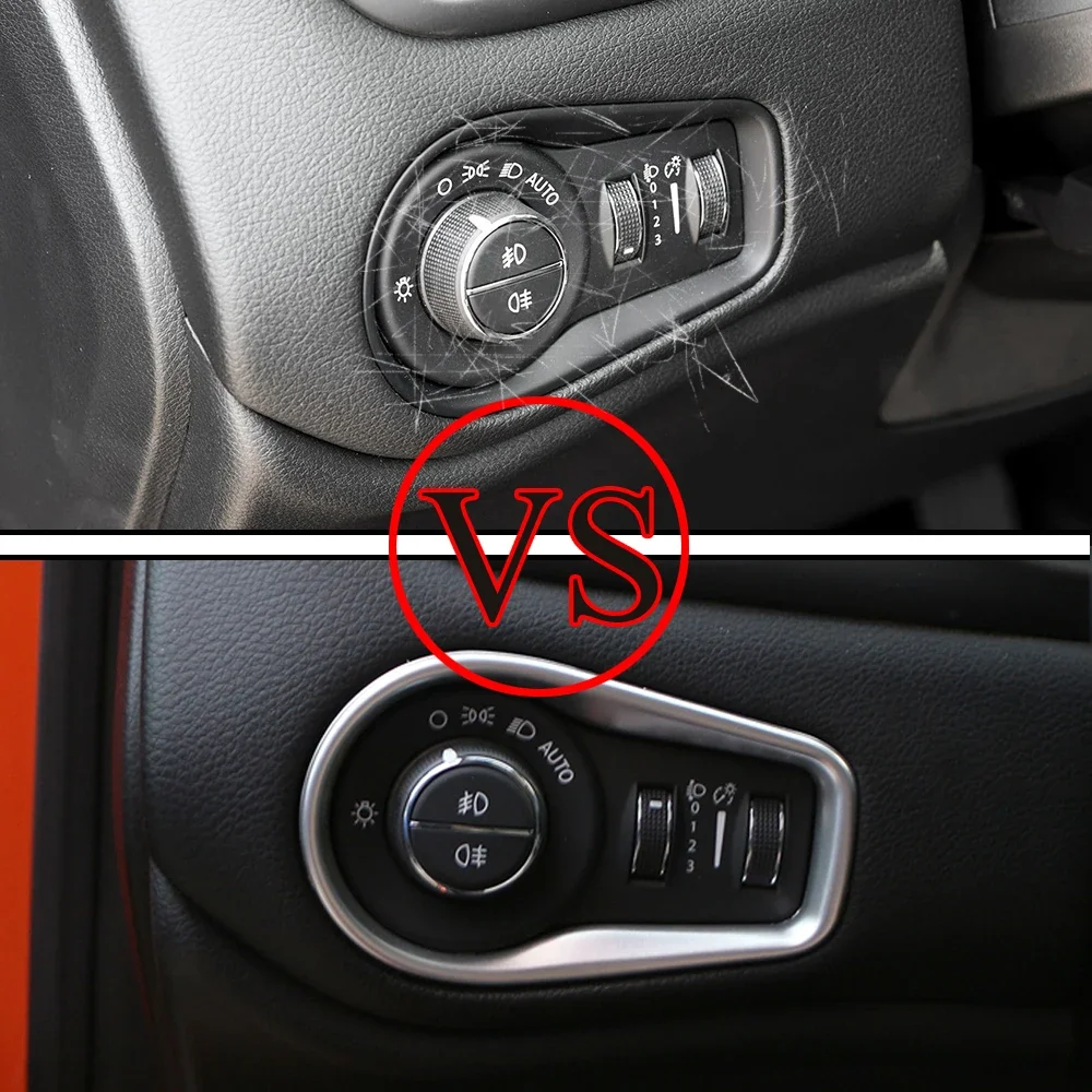 Car Head Light Lamp Headlight Switch Panel Cover for Jeep Renegade 2014 - 2022 Decoration Sticker Trim Interior Accessories