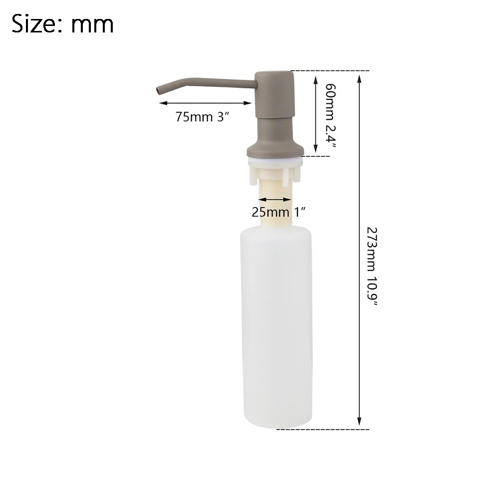 Torayvino 300ML Deck Mounted Kitchen Soap Dispensers Stainless Steel Pump Chrome Finished Kitchen Built In Counter Top Dispense