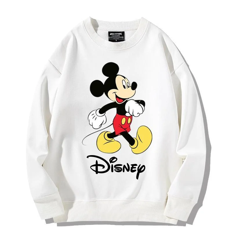 Disney Mickey Mouse Sweatshirt Cartoon Fashion Man Woman Print Long Sleeves Tops Autumn Winter Couple Casual Pullover Woman Gift