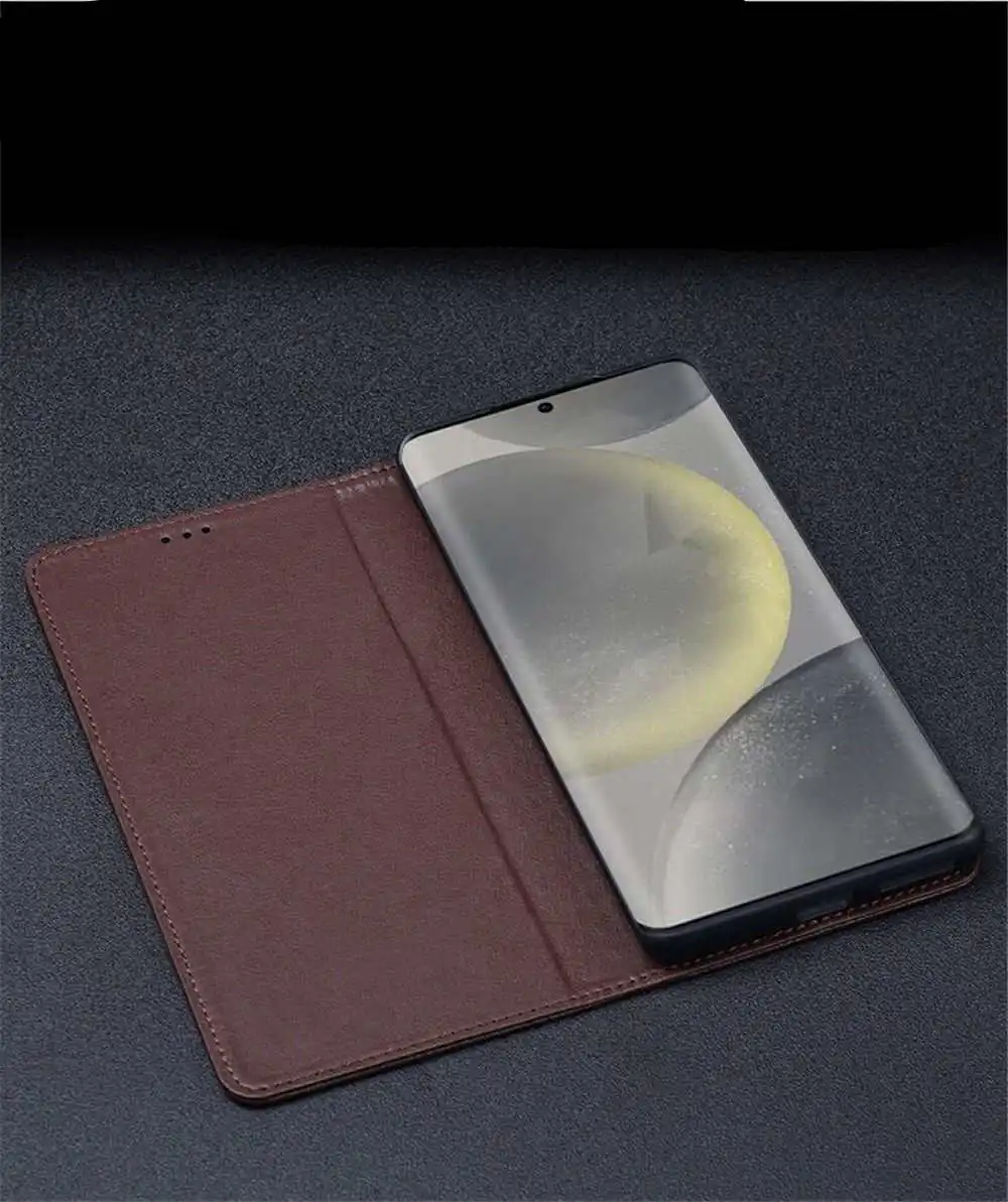 Genuine Leather Crocodile Ostrich Flip Case for Samsung Galaxy S24 Ultra S24 Business Holder Cover