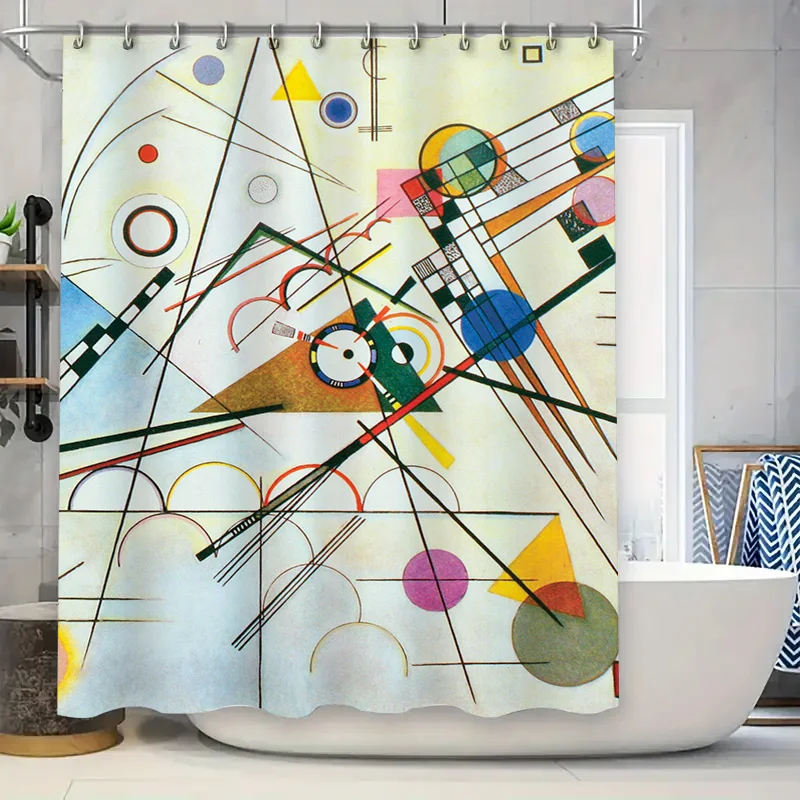 

Современный геометрический дизайн, занавеска для душа, многоцветный абстрактный художественный декор, аксессуары для ванной комнаты, водонепроницаемая ткань с принтом, домашний деко