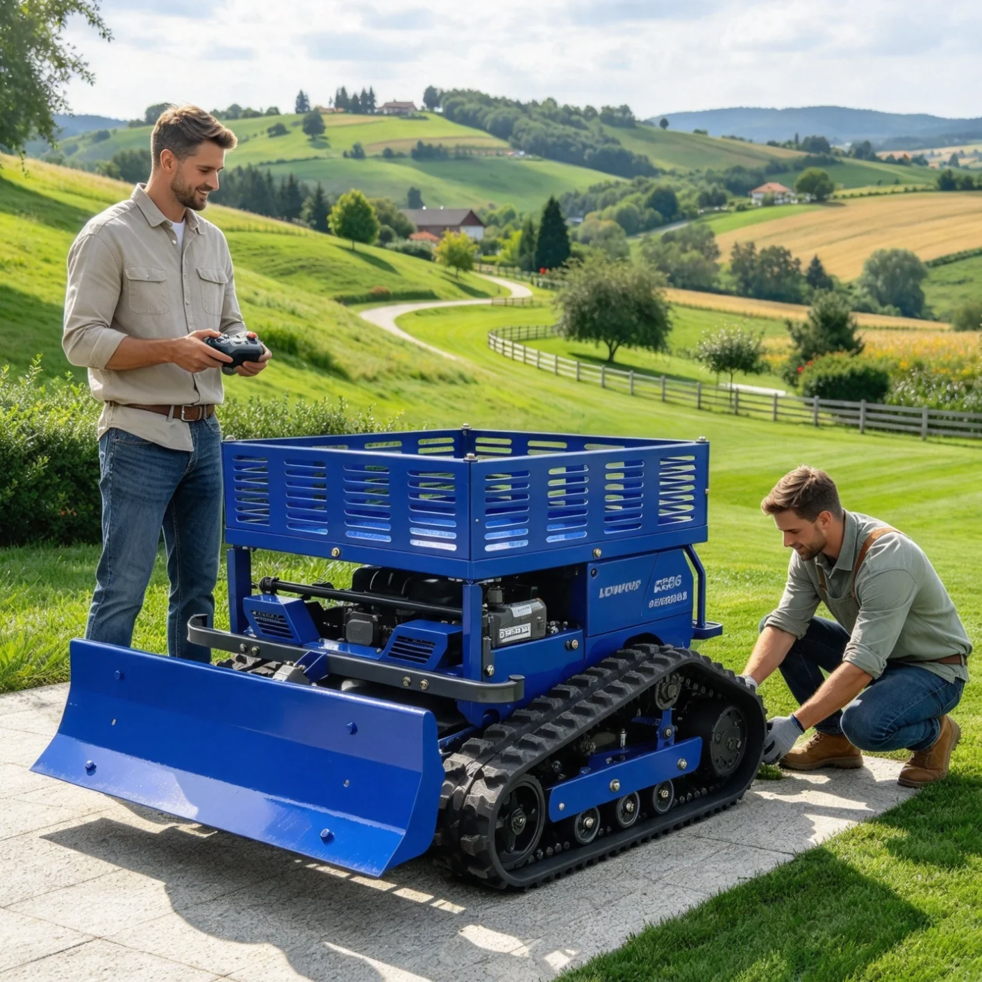 Customized Remote Control Lawn Mower grass mulching recycling model, maintenance machine for weeding between rows of apple