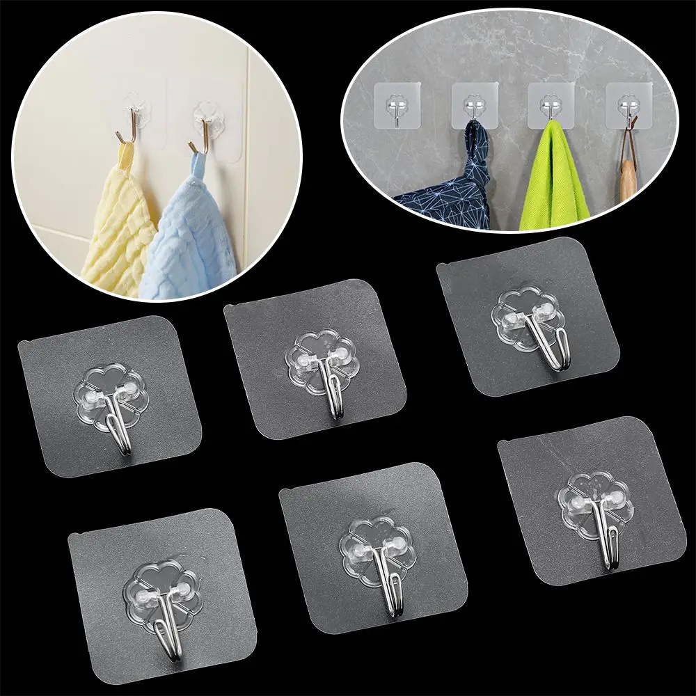 1/3PCS Punch-free Self-adhesive Hooks Transparent Heavy Load Seamless Hanging Hook Strong Multi-purpose Wall Door Hangers