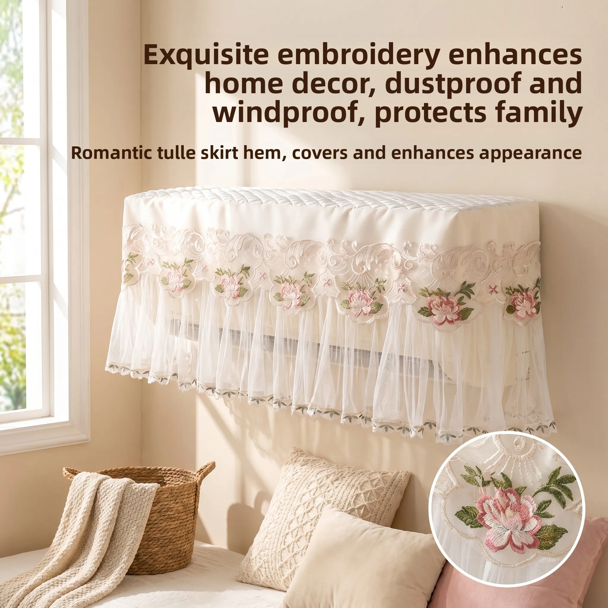 Maternity Grade Dustproof Cover Universal Newborn Air Conditioner Wind Blow Protection Modern Simple Style Lace Material