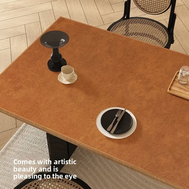 Double-sided Retro Imitation Cowhide Table Cloth Pad Light Luxury High-end Leather Table Cloth for Computer Mats Writing Desk