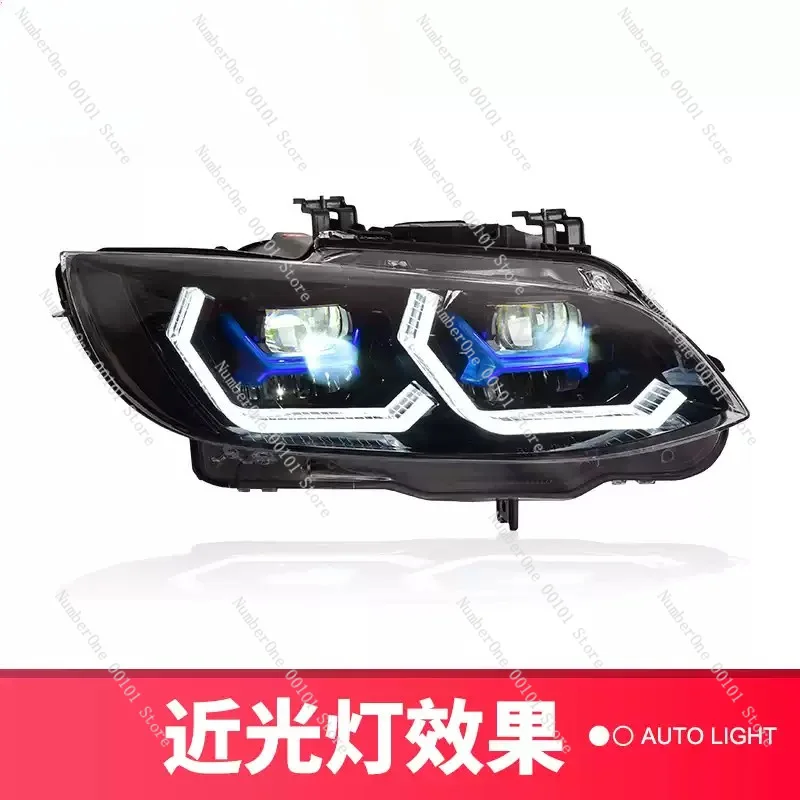 LED Headlight Assembly for BMW E92 E93 2011-2013, Dual Lens Flowing Steering Signal, Modified Replacement