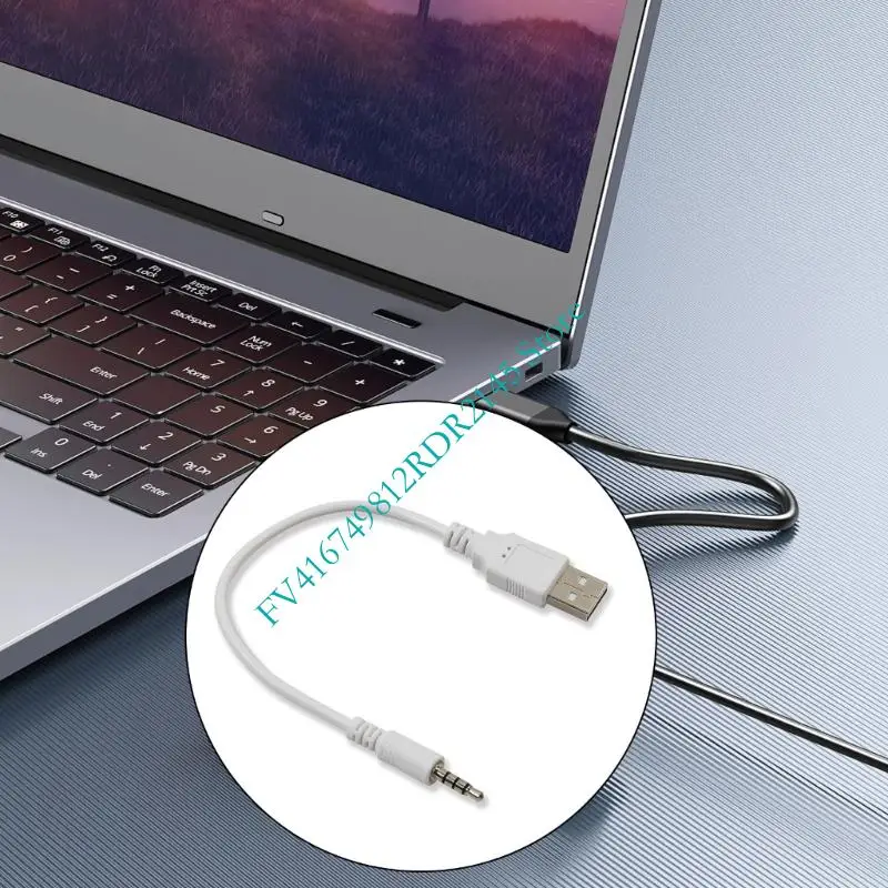 B2EF USB ถึง 3.5 มม. สายเคเบิลการชาร์จการเชื่อมต่อ 3.5 มม. การเชื่อมต่อชายสำหรับแล็ปท็อปลำโพงรถยนต์และอุปกรณ์มือถือ