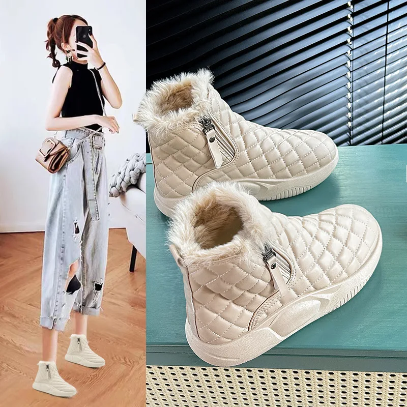 

2023 Winter New Fashion Casual Casual Short Boots for Women’s Thick Bottom Side Chain Warm Comfortable Snow Boots