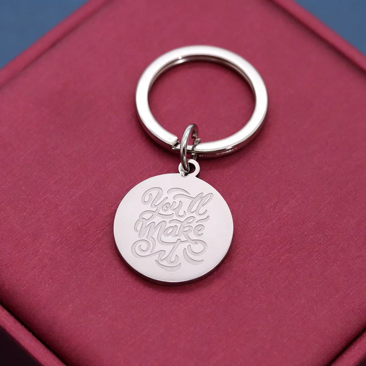 Stainless Steel You'll Make It Quote Keyring Motivational Text Key Chain for Man Women Trend Festival Birthday Gifts Accessories