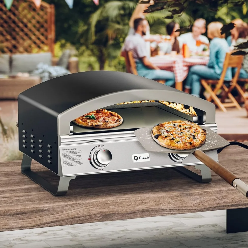 Outdoor Gas Pizza Oven Makes 2 Pizzas or Extra Large Pizza, 25" Large Capacity Maker, Versatile Grill Stove with 19"