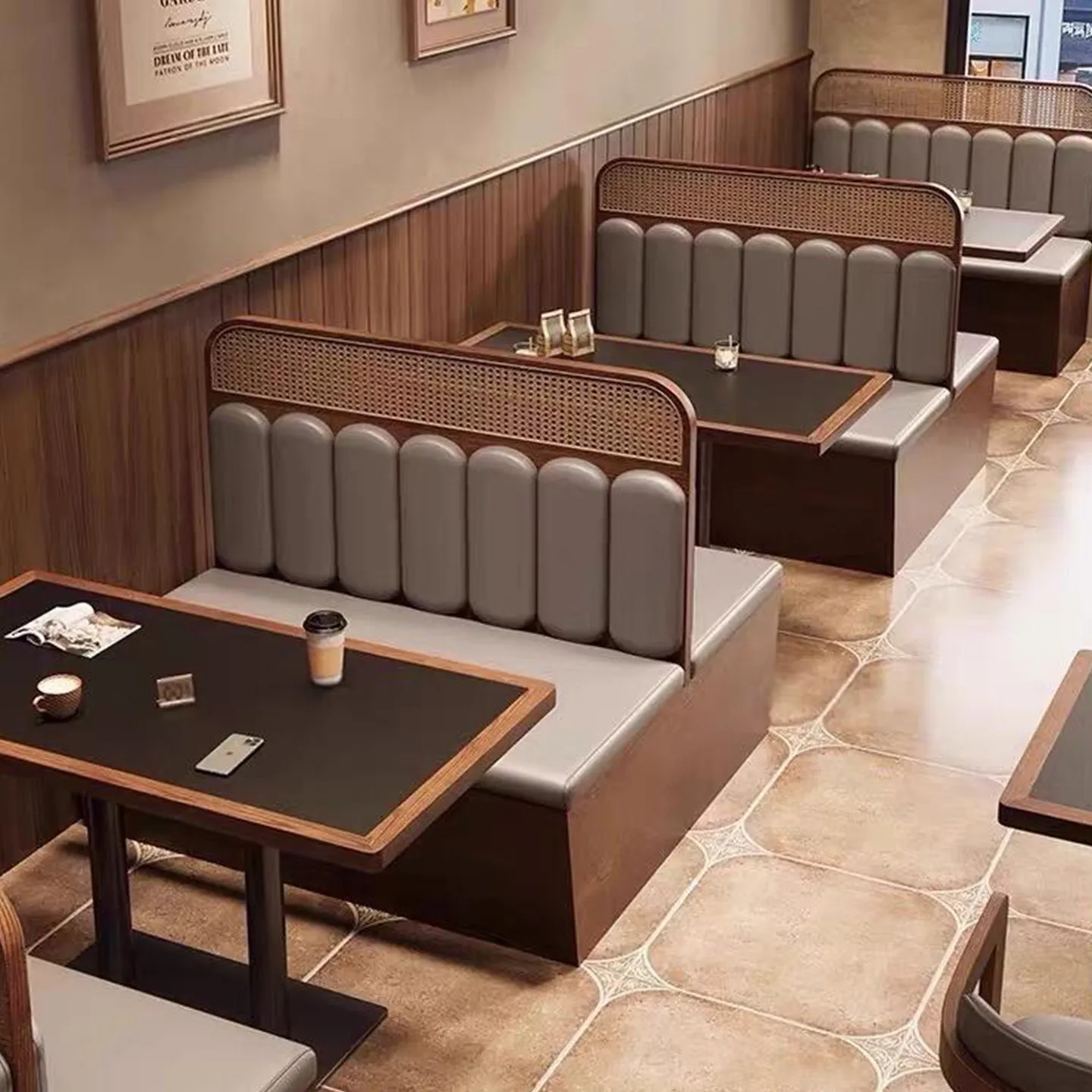 Hotel Restaurant Catering Solid Wood Long Table And Chair Set Coffee Shop Fast Food Restaurant Square Table And Chair