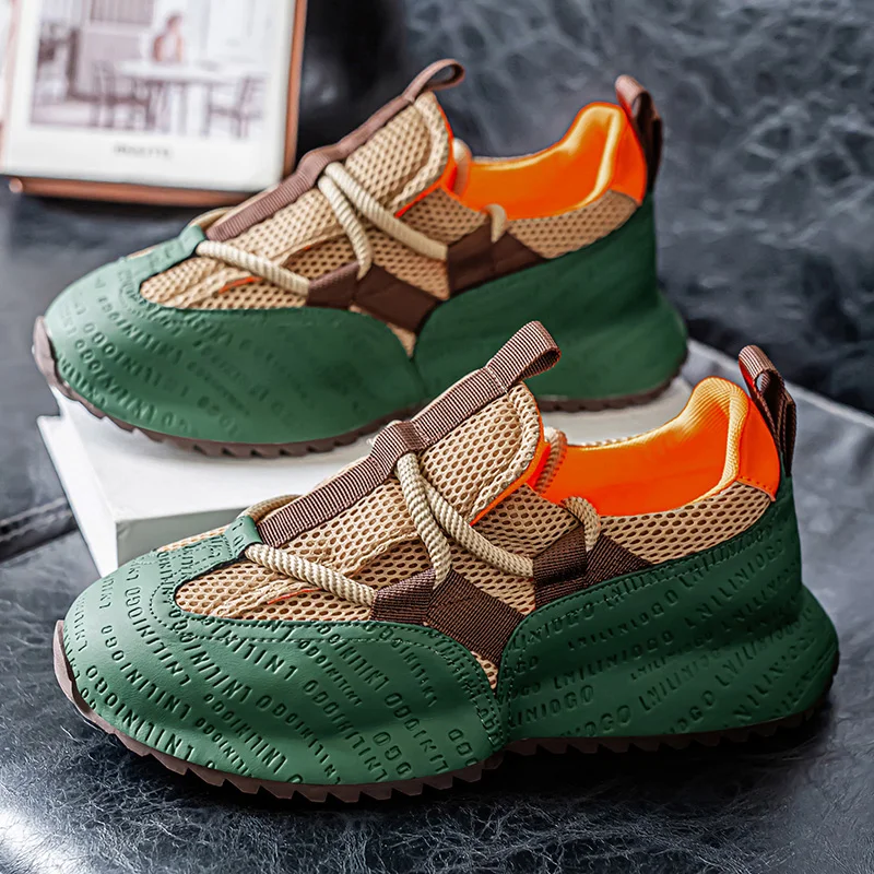 피파트부 남성용 청키 스니커즈 디자이너 커버 바닥 패션 편안한 캐주얼 신발 통기성 키높이 신발