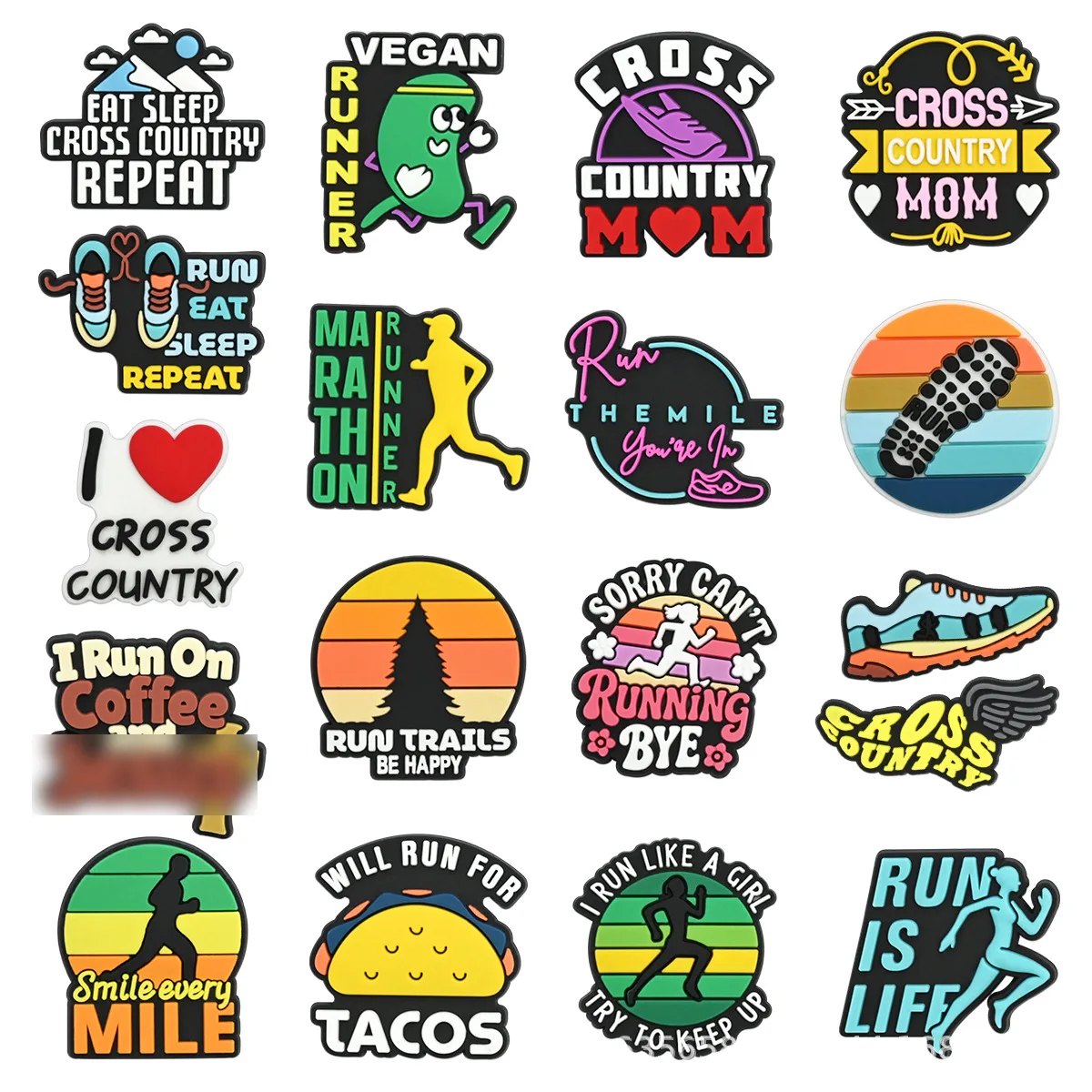 18Pcs Outdoor Run Sports Shoe Charms For Slides Sandals DIY Custom Accessories Unisex Shoe Ornaments Trail Running Decor Charms