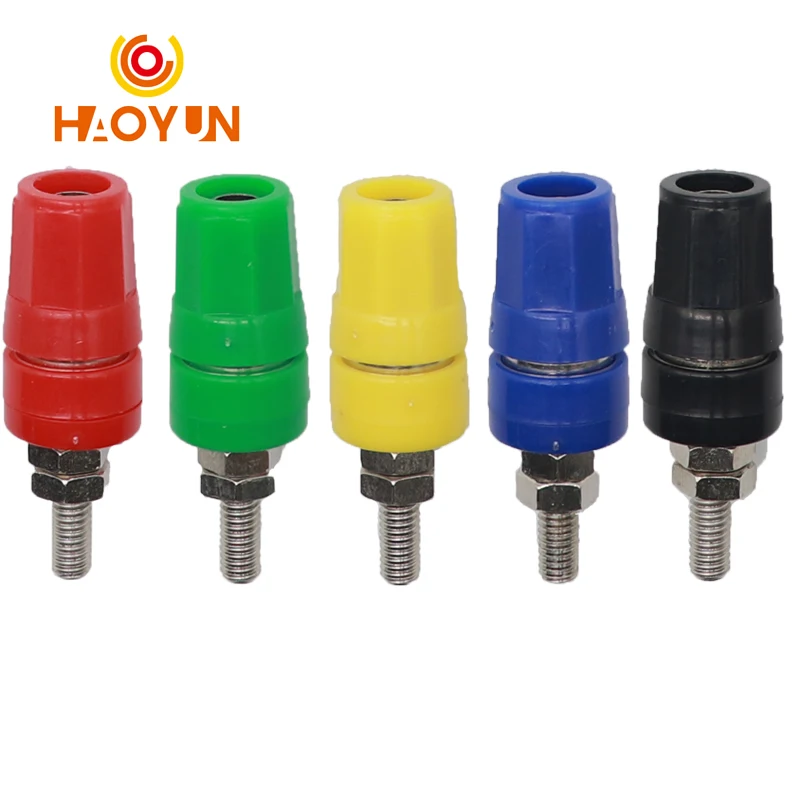 【10-2PCS】M4X36 Pure Copper Terminal 4MM Banana Jack Socket 20A Binding Post Banana Plug Connector  Black Red Blue Green Yellow