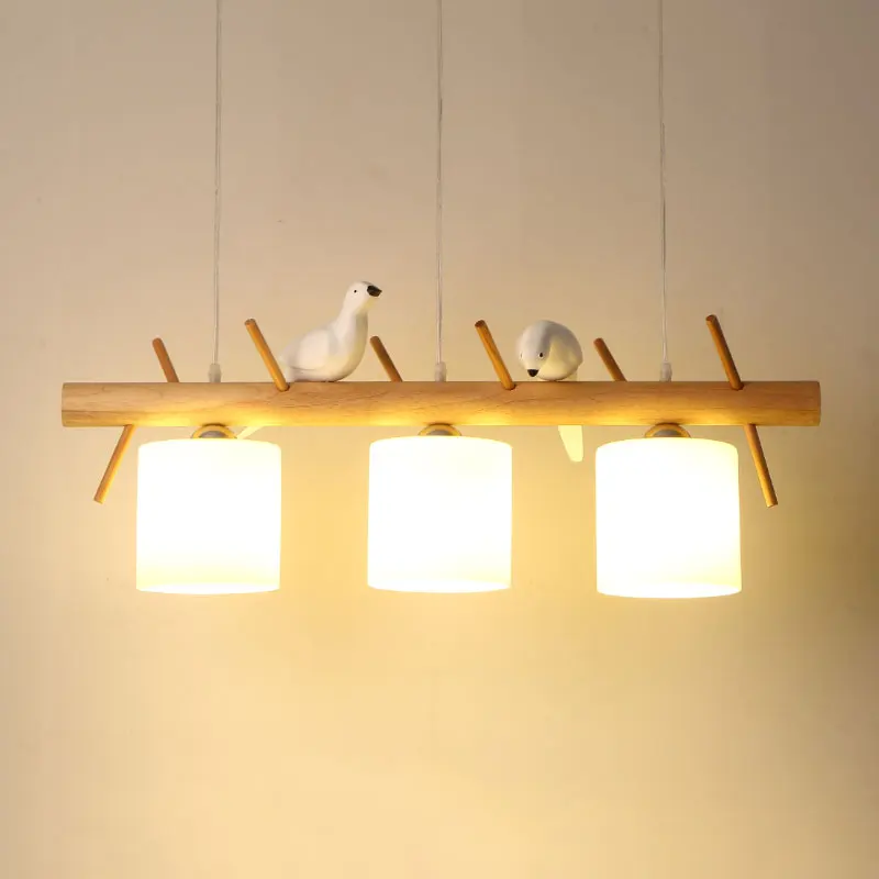 

Nordic Solid Wood Birds Chandelier Nordic Log hanglamp Living Room Dining Room Bedroom Bar Indoor Decor Lighting Fixtures