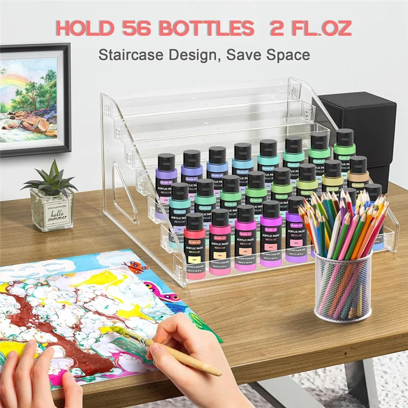 AEE7-Transparent Paint Storage Box, Miniature Paint Rack 7-Layer Paint Storage Rack, Craft Paint Storage Rack