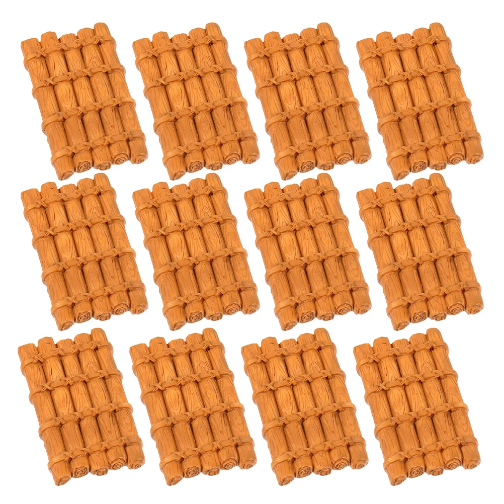

12pcs Miniature Chinese Landscape Rafts Resin Figurines Fairy Garden Supplies Khaki Boat Model Mini Bonsai Sculpture