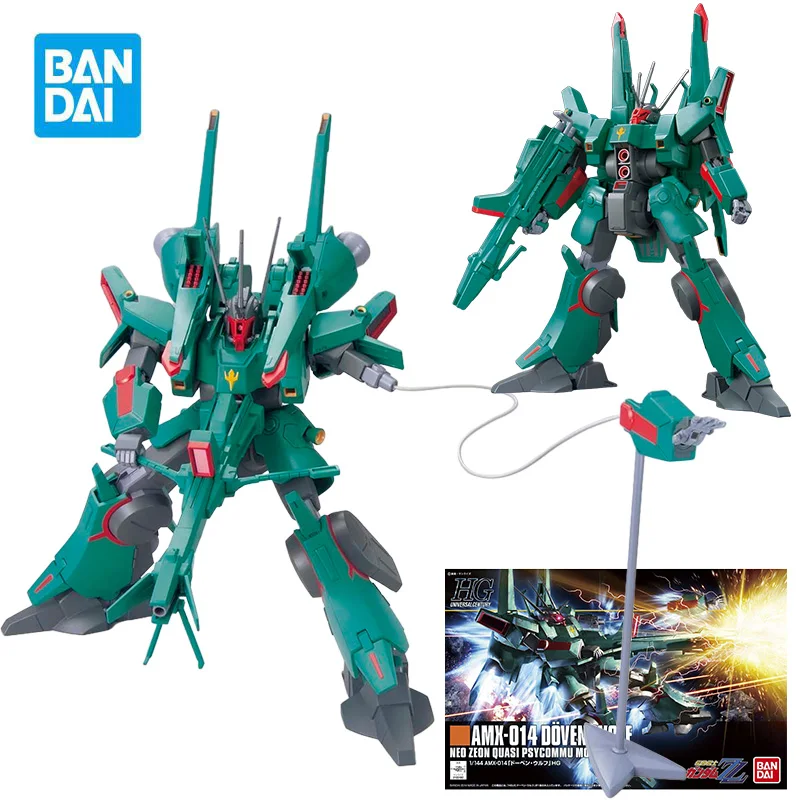 BANDAI HGUC 173 1/144 AMX-014 Döven Wolf figurines d'action costume Mobile Gundam ZZ Anime modèle Kit jouets pour garçons boîte d'origine