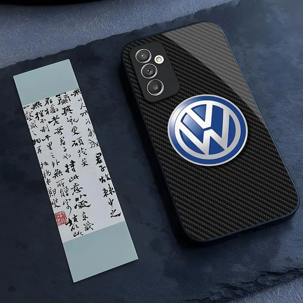 V-VolkswagenESS Car LOGO Phone Case Glass for Samsung Galaxy S24 S23 S21 S22 S20 Ultra Fe Plus A34 A54 A24 A52 A53 M54 Cover