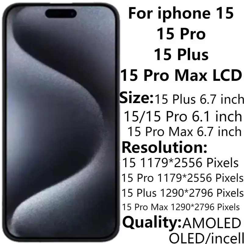

AAA NEW OLED 15 Plus For iphone 15Pro 15 Pro Max 15 LCD Display With 3D Touch Screen Digitizer Assembly Replacement Repair Parts