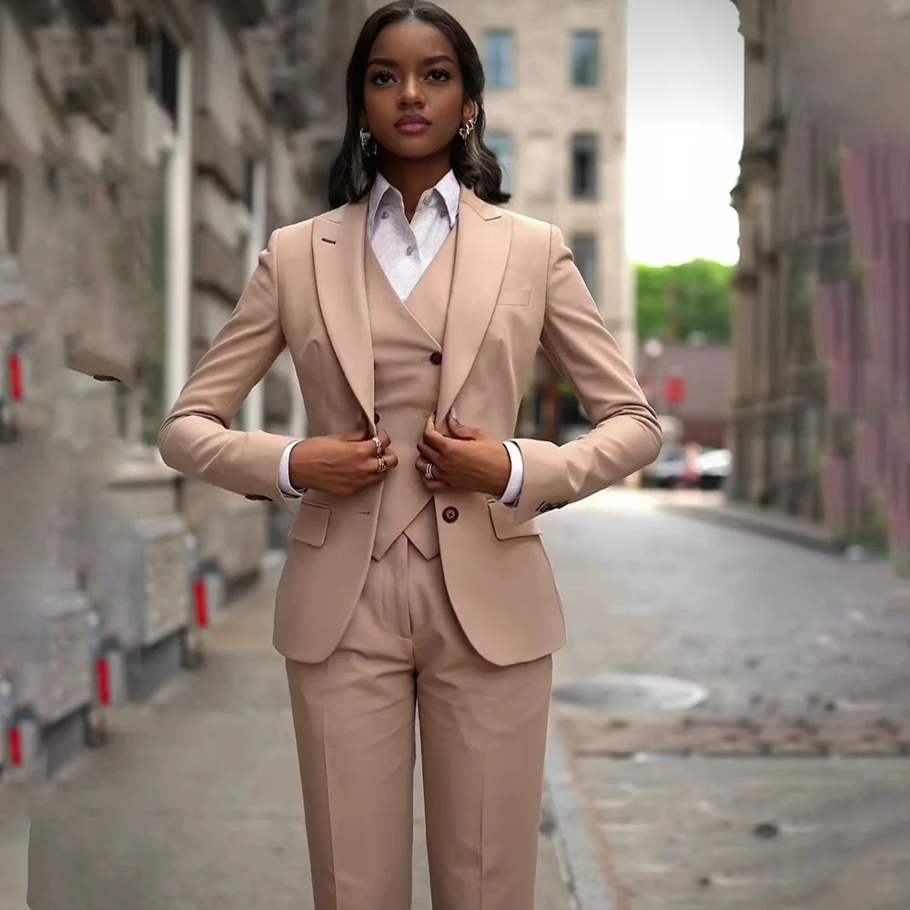 

2025 Pretty Sweet Suits for Women 3 Pieces Jacket Pants Vest Stylish Slim Fit Office Lady Blazers Sets