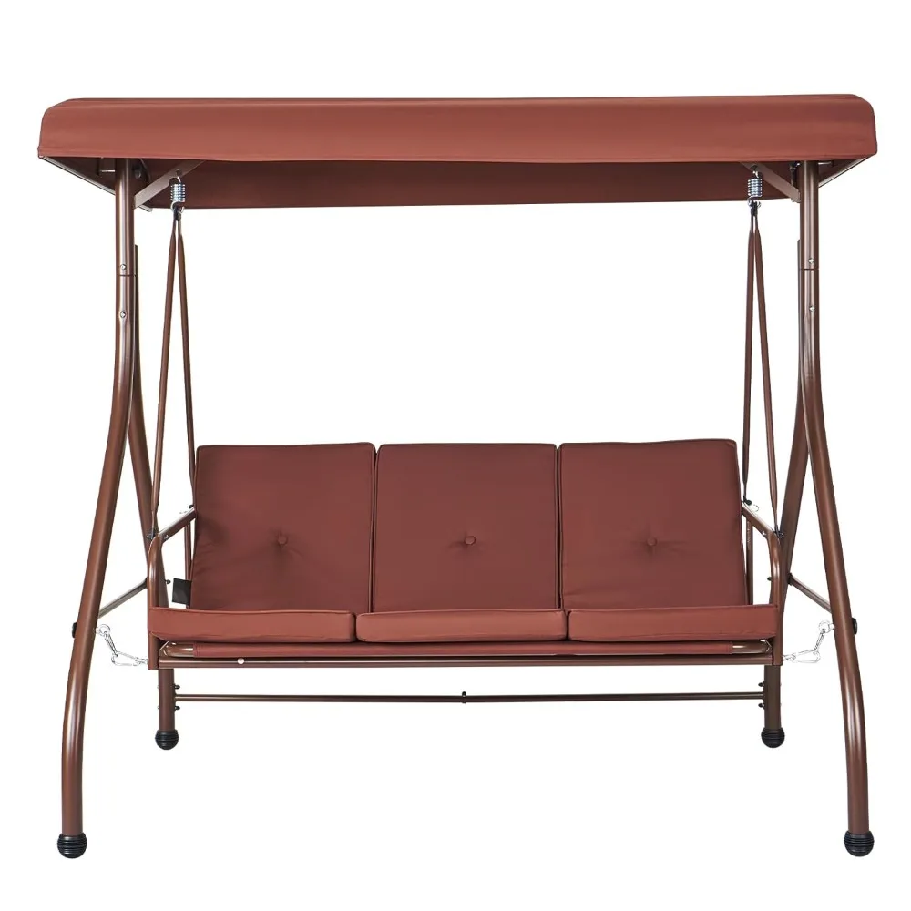 

3-Seat Patio Swing Chair, Converting Canopy Swing, Outdoor Patio Porch with Adjustable Canopy, Removable Thick Cushion, Custom