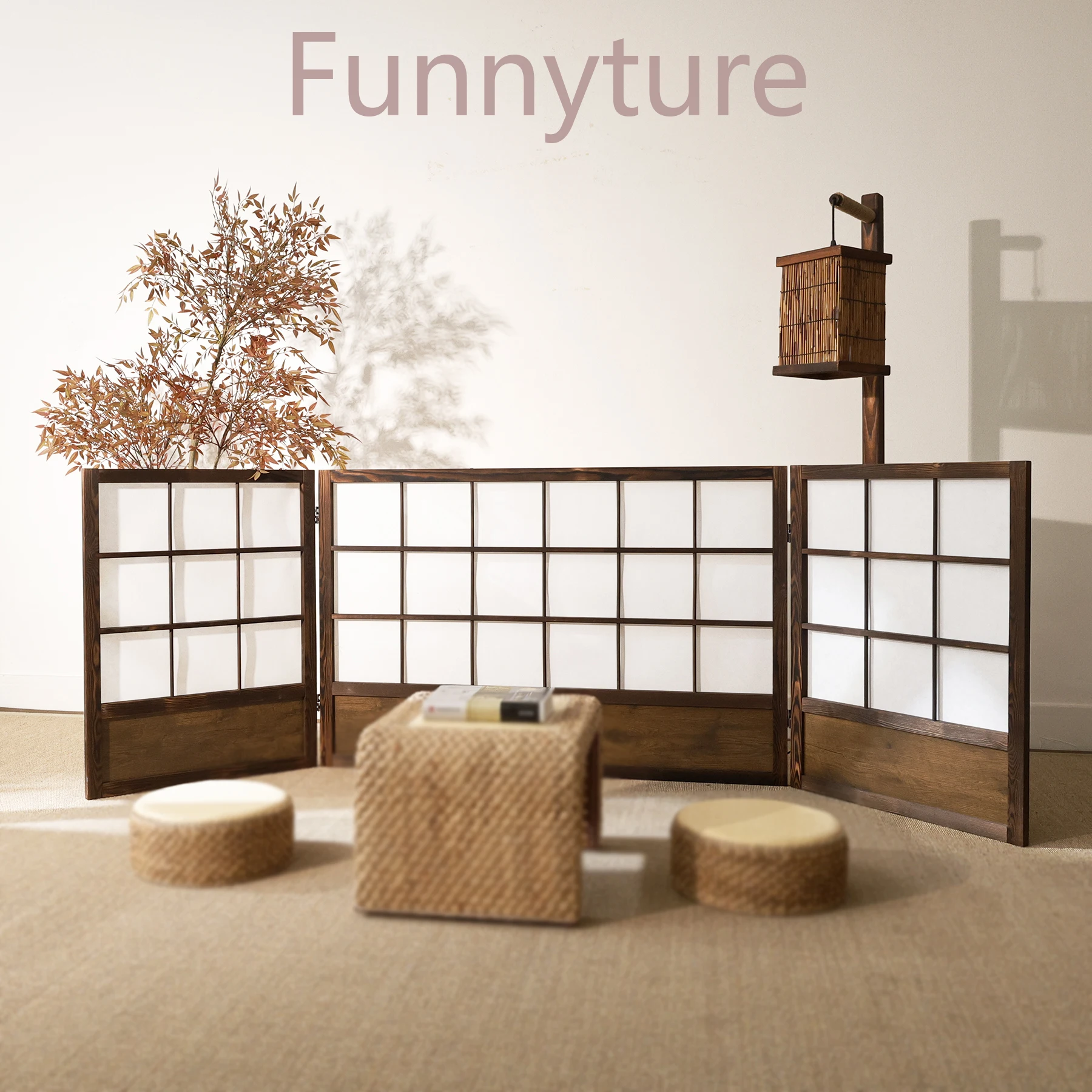 

folding screen Antique tatami bay window background screen partition Japanese-style Chinese-style live room divider panel 자바라