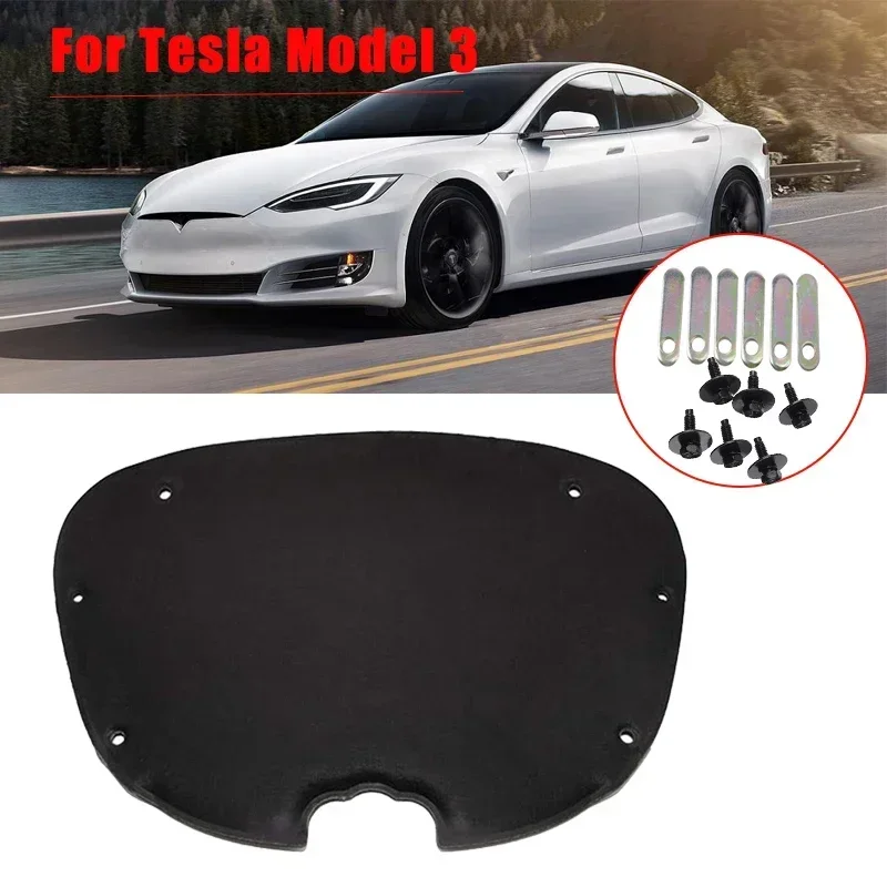 Tesla Model 3 2017-2023 용 프론트 후드 엔진 방음면 단열 패드 커버 매트 충격 방지 플레이트 자동차 수정 썸네일 7