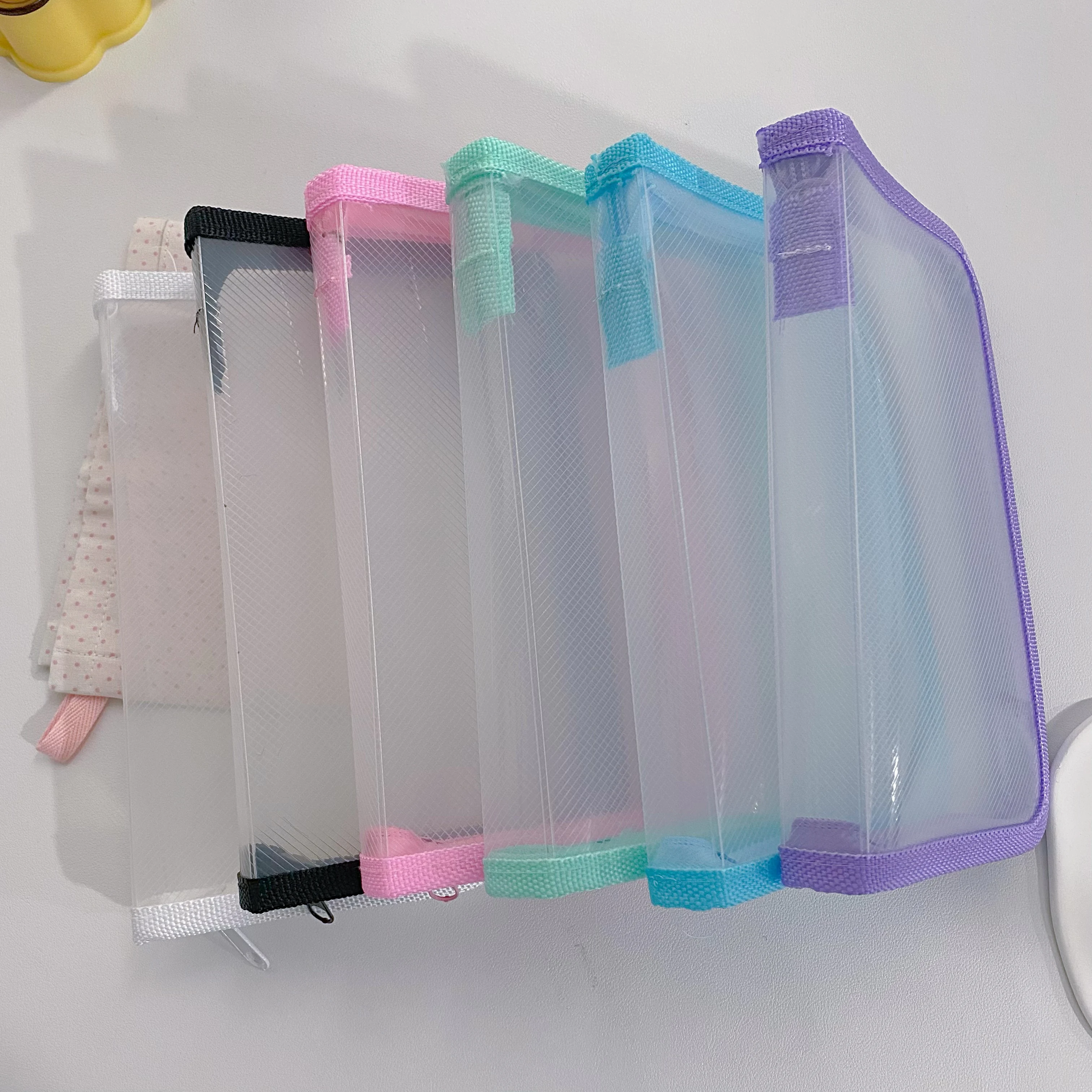 A6 Sticker Organizer Transparent Textured PP File Storage Zipper Pouch Stationery Scrapbook Journal Accessories