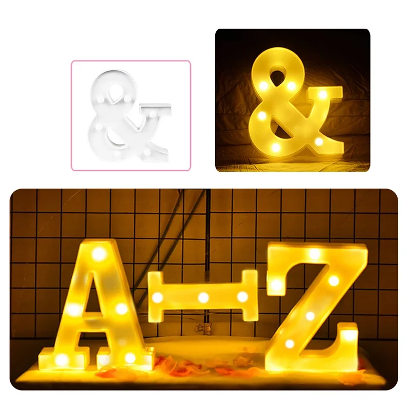 DIY 3D Letter Light LED Night Lights 26. English Marquee Sign Alphabet Night Lamp Atmosphere Home Wedding Birthday Decor Light