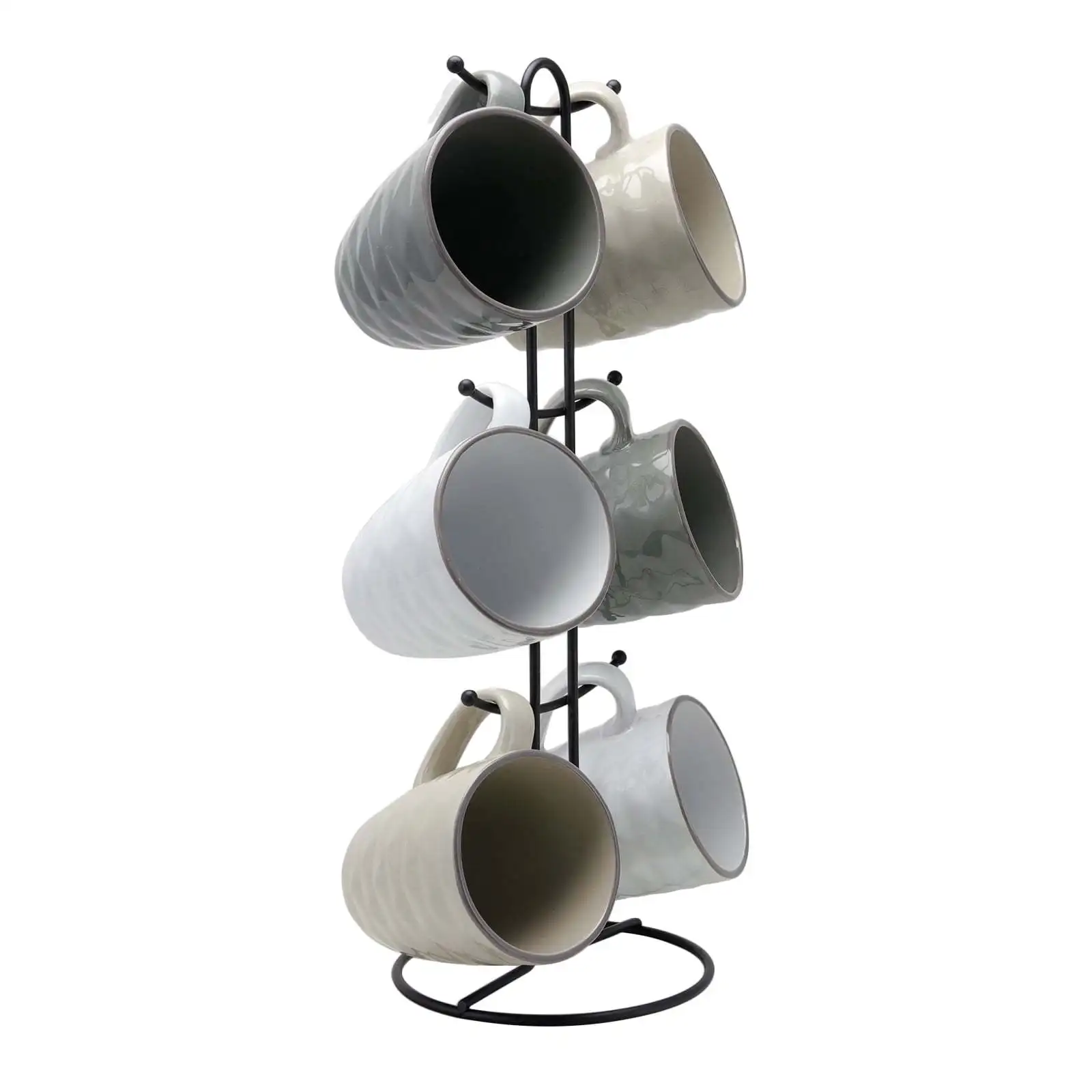 

12oz Mug Set of 6 with Display Stand, Colorful Coffee Cups for Breakfast & Gift Ideas.