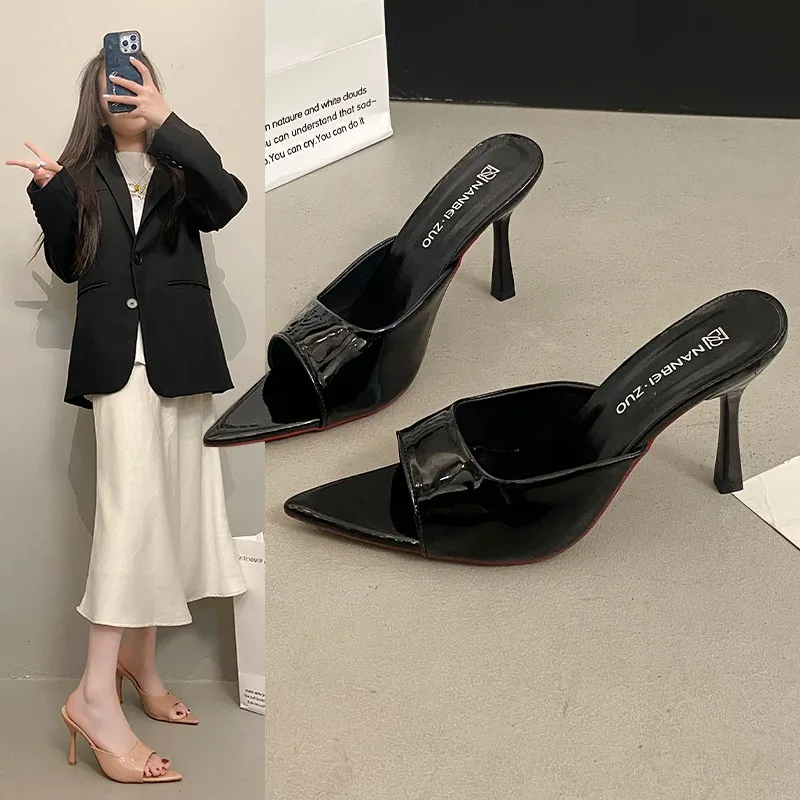 

NEW2025 Pointed Toe High Heels Sandals for Women Beautiful Korean Style Summer Shoes Rubber Sole Luxury Sensation