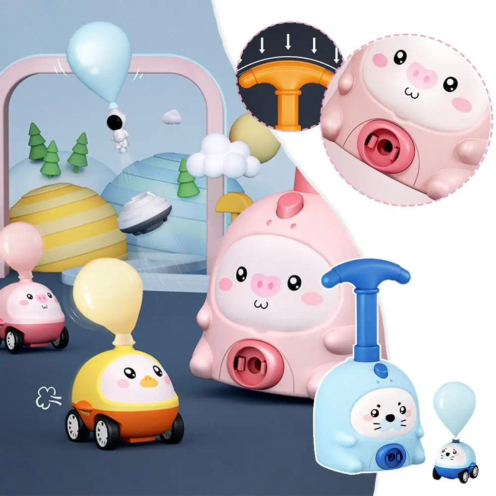 

Plastic Animal Air-powered Car DIY Flying Piggy Hitting Balloon Educational Toy Press Scooter For Children Birthday Gifts C2M4