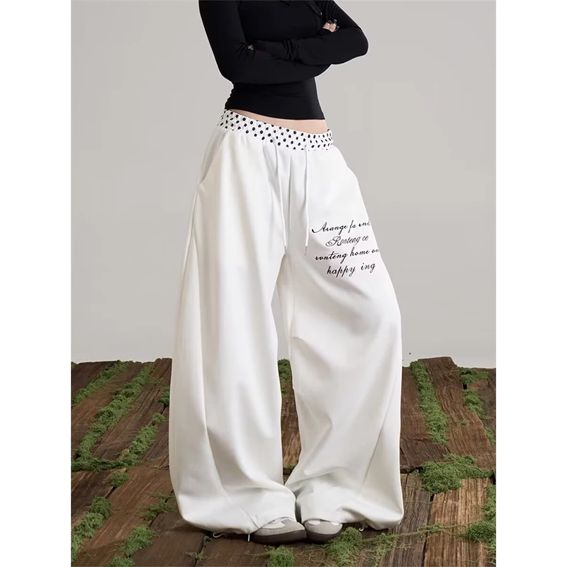 

Women Blue Letter Pants Harajuku Baggy Splice Sweatpants 2000s Y2k Vintage Streetwear Japanese Jazz Dance Trousers Summer