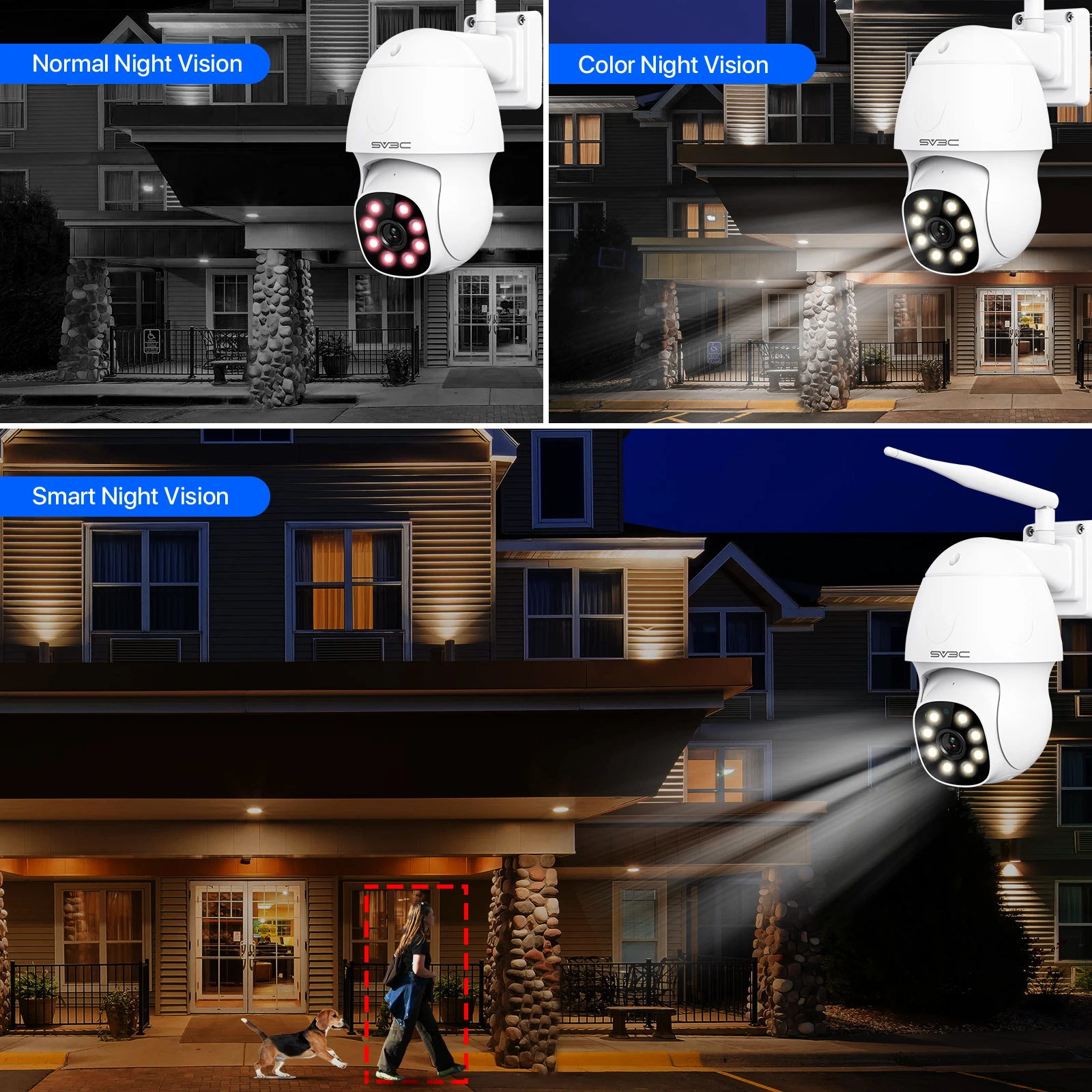 5MP Wifi Security PTZ Camera, SV3C Outdoor Wireless Home Surveillance CCTV, AI Human Detect,Color Night Vision,Metal Shell,Onvif