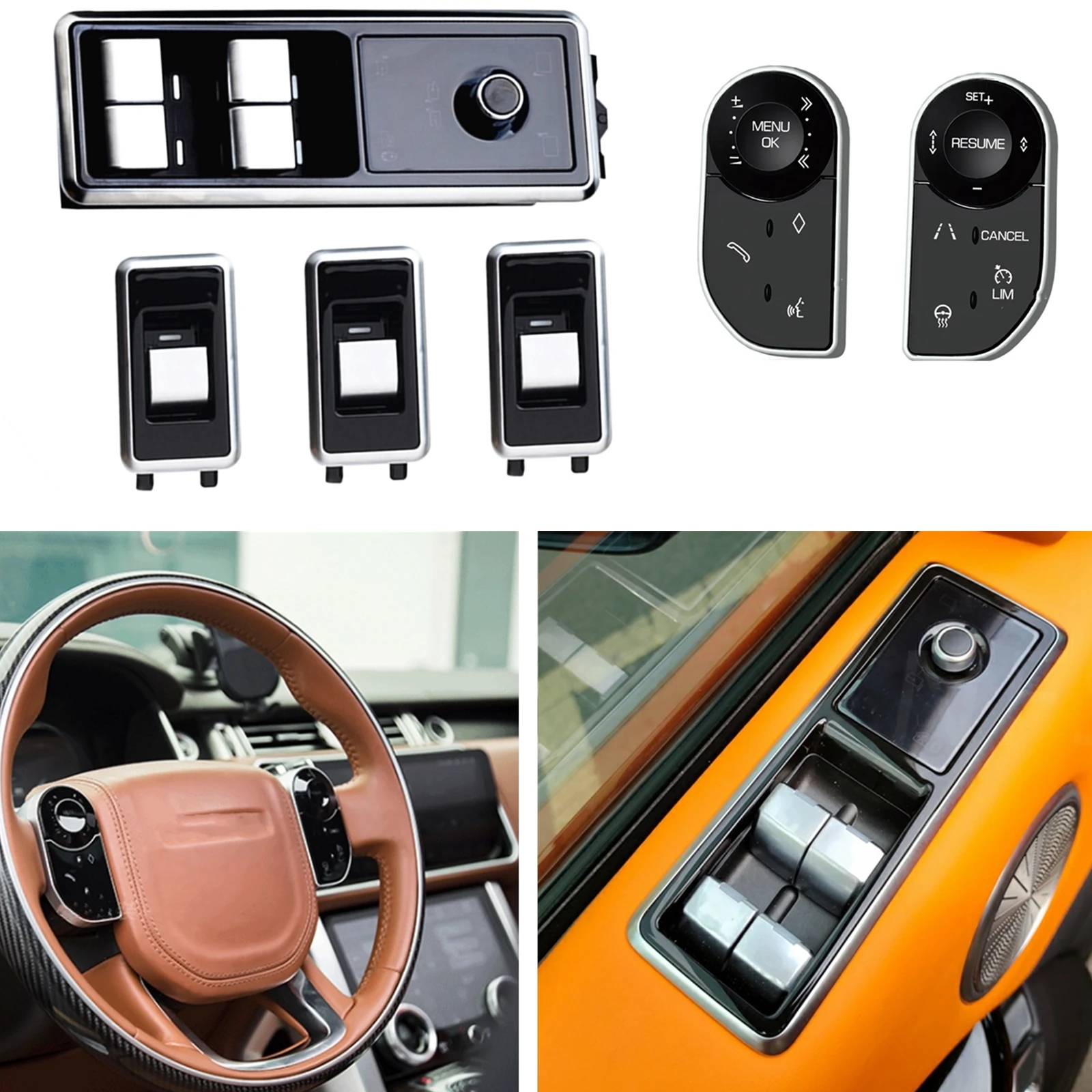 Inner LCD Steering Wheel Control Button & Window Digital Switch Retrofit Kit For Land Rover Range Rover L405 Sport Discovery 5