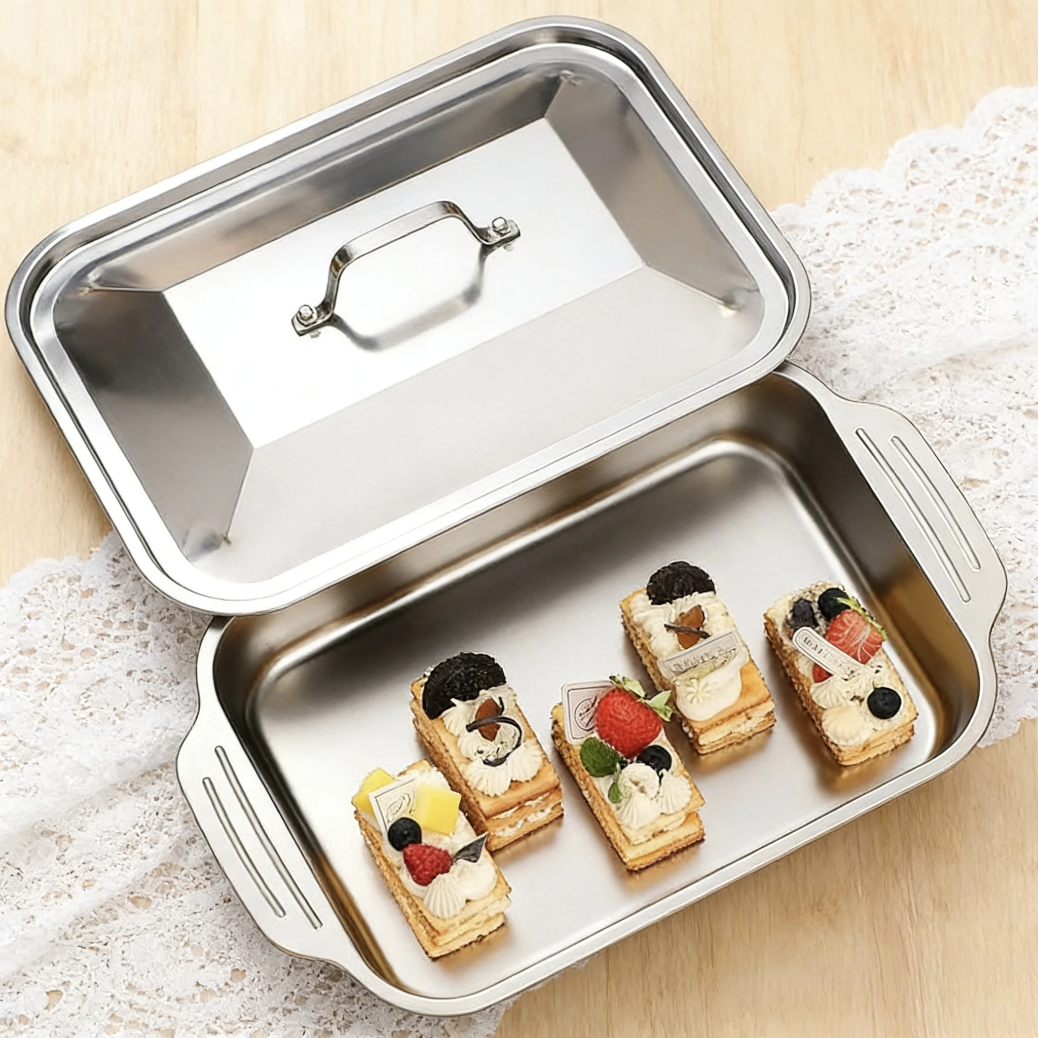 Stainless Steel Roaster Pan with Lid 3