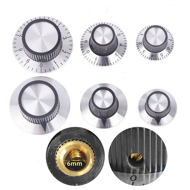 6MM Shaft Effect Pedal Knob DIY Accessories Chrome Top Vintage Guitar AMP Amplifier Knob Arrow Indication Knob