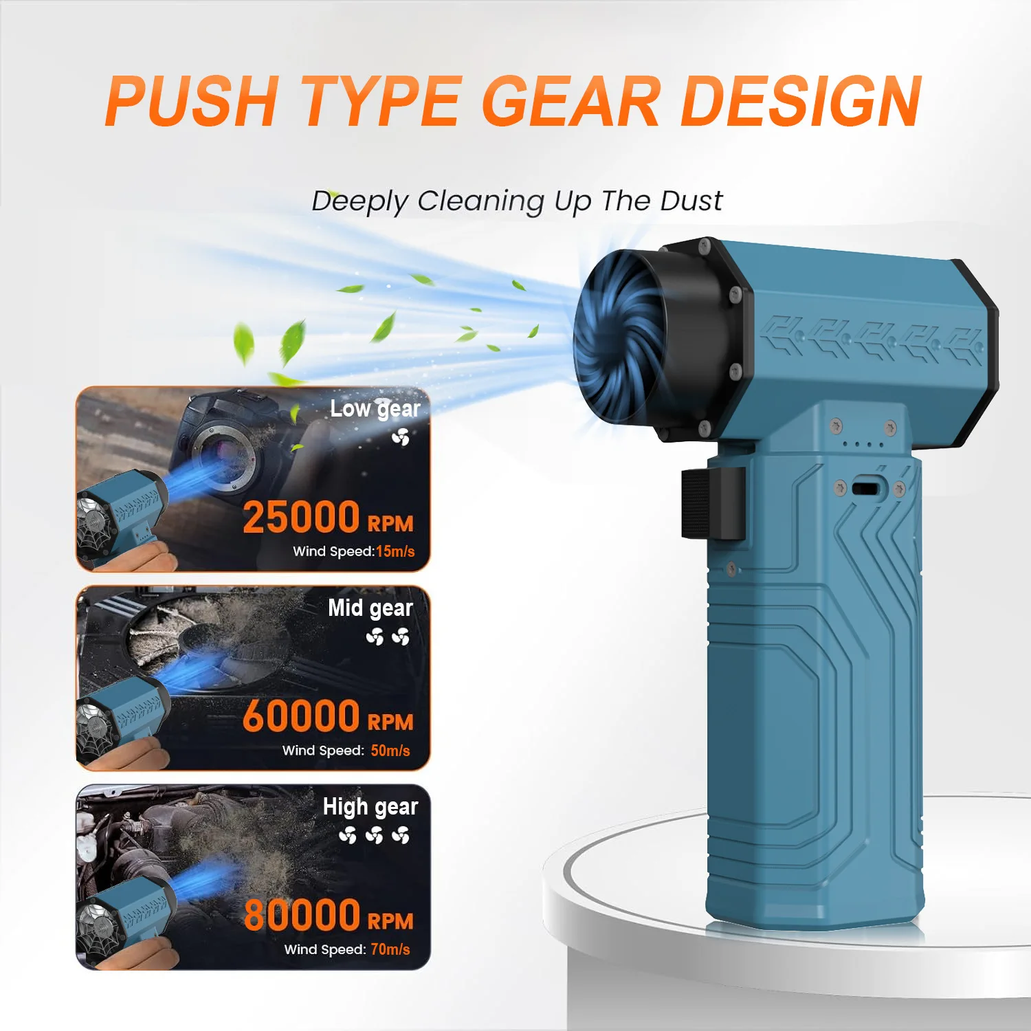 Turbo Fan Jet Powerful Air Blower 10000mAh 600g Thrust 70m/s Wind Brushless Duster, vacuum leaf Removal Dryer for car