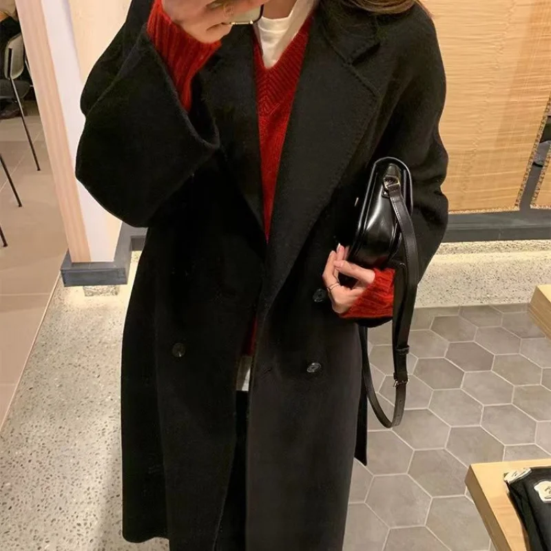 

Женская Минималистичная универсальная свободная офисная элегантная популярная нежная Повседневная Верхняя одежда из смеси однотонная Повседневная Женская одежда в Корейском стиле