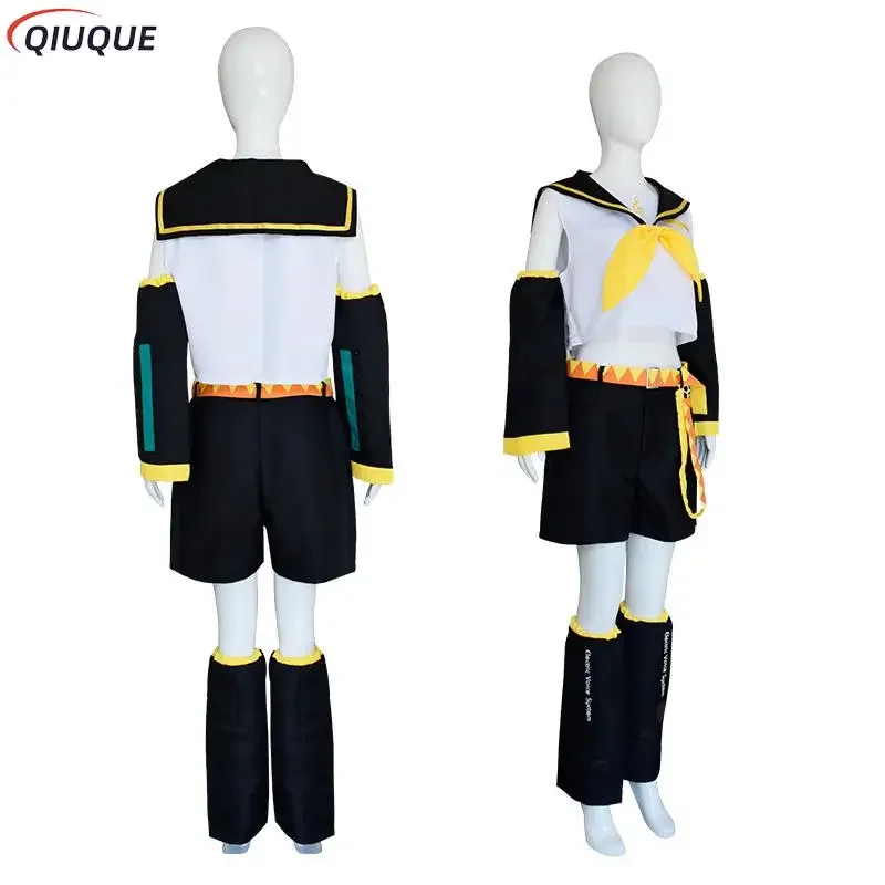 Rin Len Costumi Cosplay Parrucche Set Top Pantaloncini Cravatta Accessorio Donna Uomo Vestito