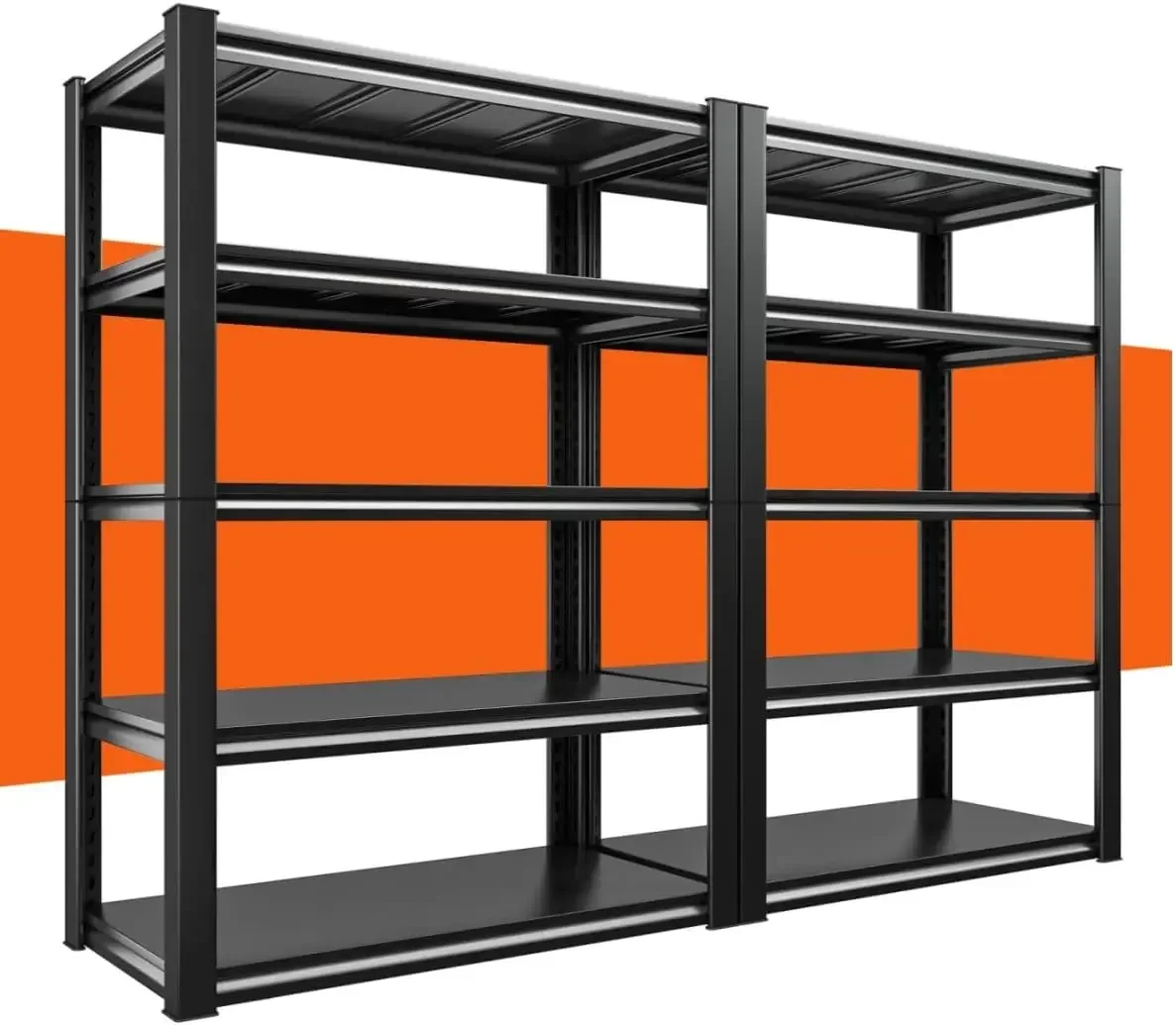 Garage Storage Shelves Heavy Duty Garage Shelving, 2 Pack, Heavy Duty Shelving Loads, Adjustable 5-Tier Metal Shelves