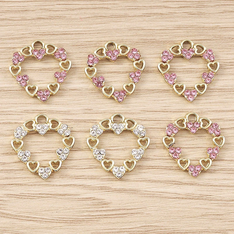 Tusember 10 Stück exquisite silberfarbene Kristall-Liebesherz-Charms für die Schmuckherstellung, modische Ohrringe, Halsketten, DIY-Anhänger – Detail 34