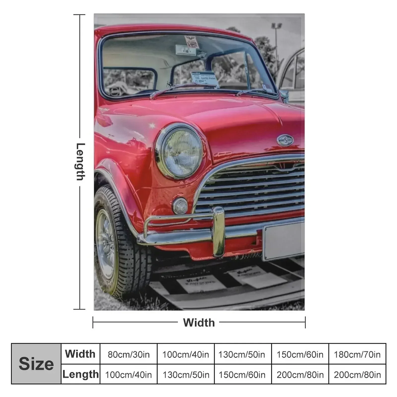 Red Morris Mini Cooper S Throw Blanket couch cozy soft plush fuzzy picnic outdoor blanket
