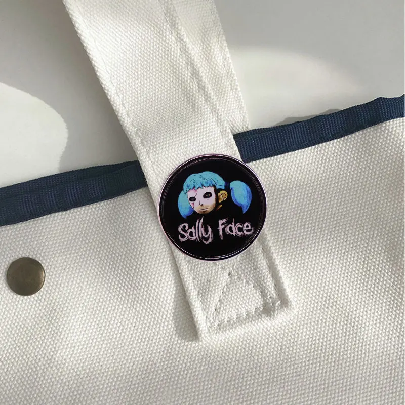 High Quality Horror Game  Enamel Pin Indie Adventure Game Sally Face Badge Women\'s Brooch Lapel Pin Halloween Clothes Accessorie