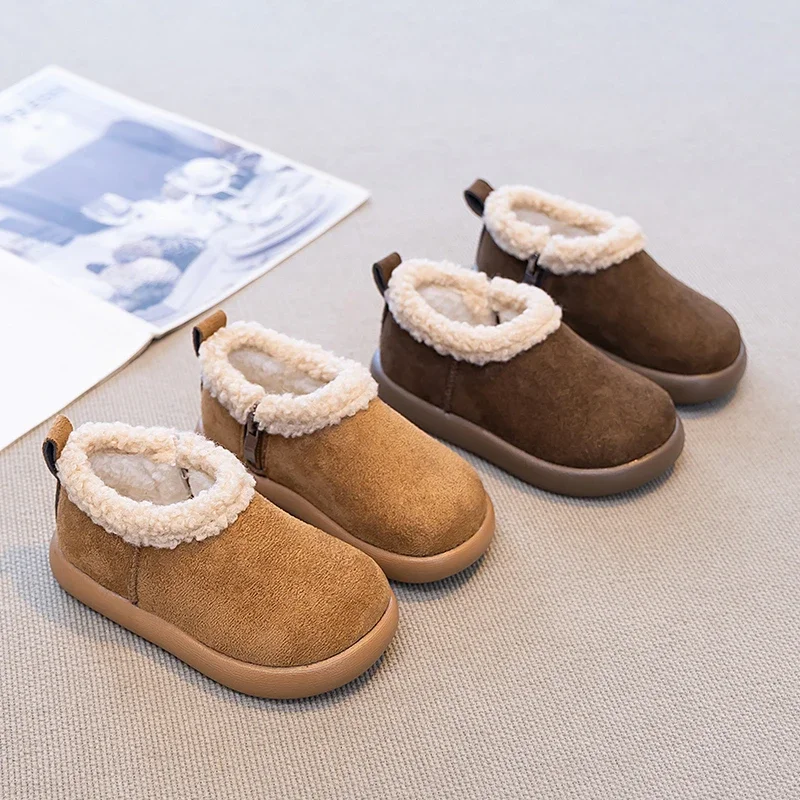 

Children Princess Shoes Solid Color Versatile Kids Flat Shoes Side Zipper 2025 Winter New Girls Casual Shoes Fashion Round Toes