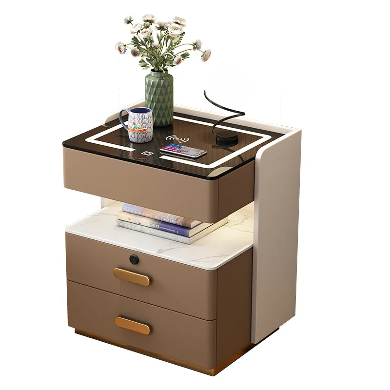 Comodini multifunzione intelligenti Comodini semplici e moderni in legno massello Mobili per camera da letto di lusso Mesita De Noche FYNT