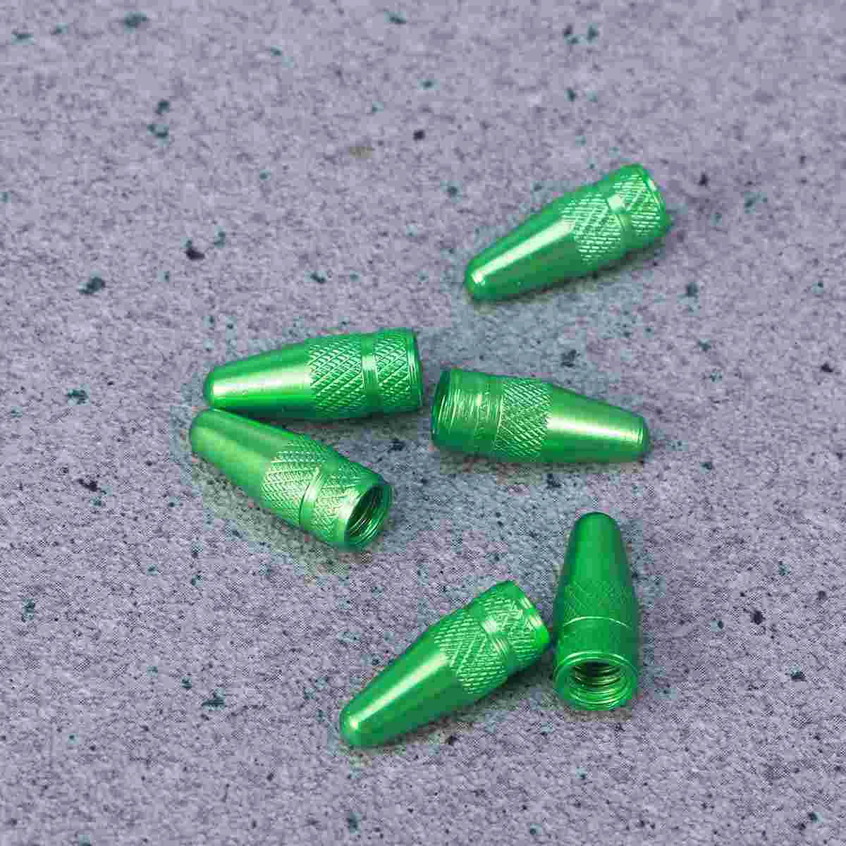 

6 Pcs Aluminum Alloy French Caps for Road Bike Mountain Bike Air Caps Dust Covers (Green) bicycle