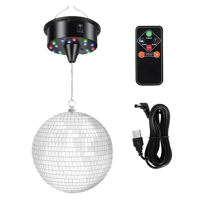 ABLG 7.8 Inch Hanging Disco Ball Light Up Led Disco Mirror Ball Rotating Rotating Disco Ball Decorations For Parties Indoor