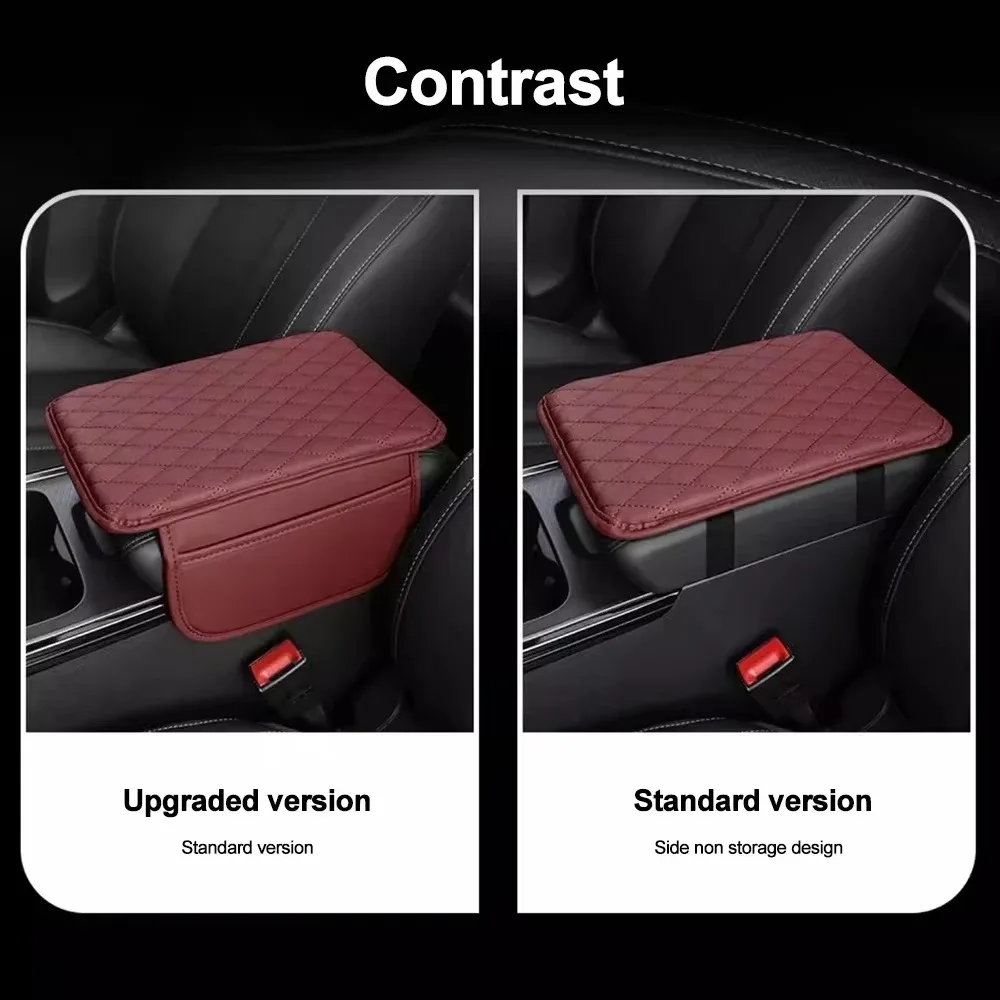 PU Leather Center Console Protector Cover Universal Car Arm Rest Mat Elbow Support Armrest Storage Multifunctional with Pocket